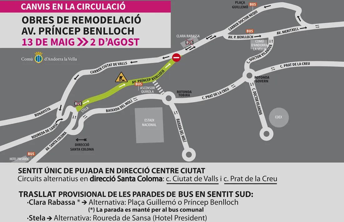 El plànol que informa de les obres a Príncep Benlloch.