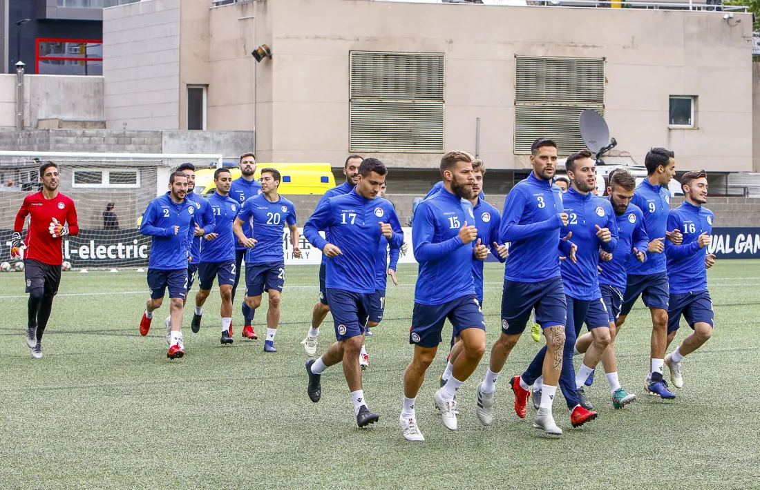 Un moment de l’últim entrenament de la selecció nacional abans del partit d’avui contra la campiona del món.