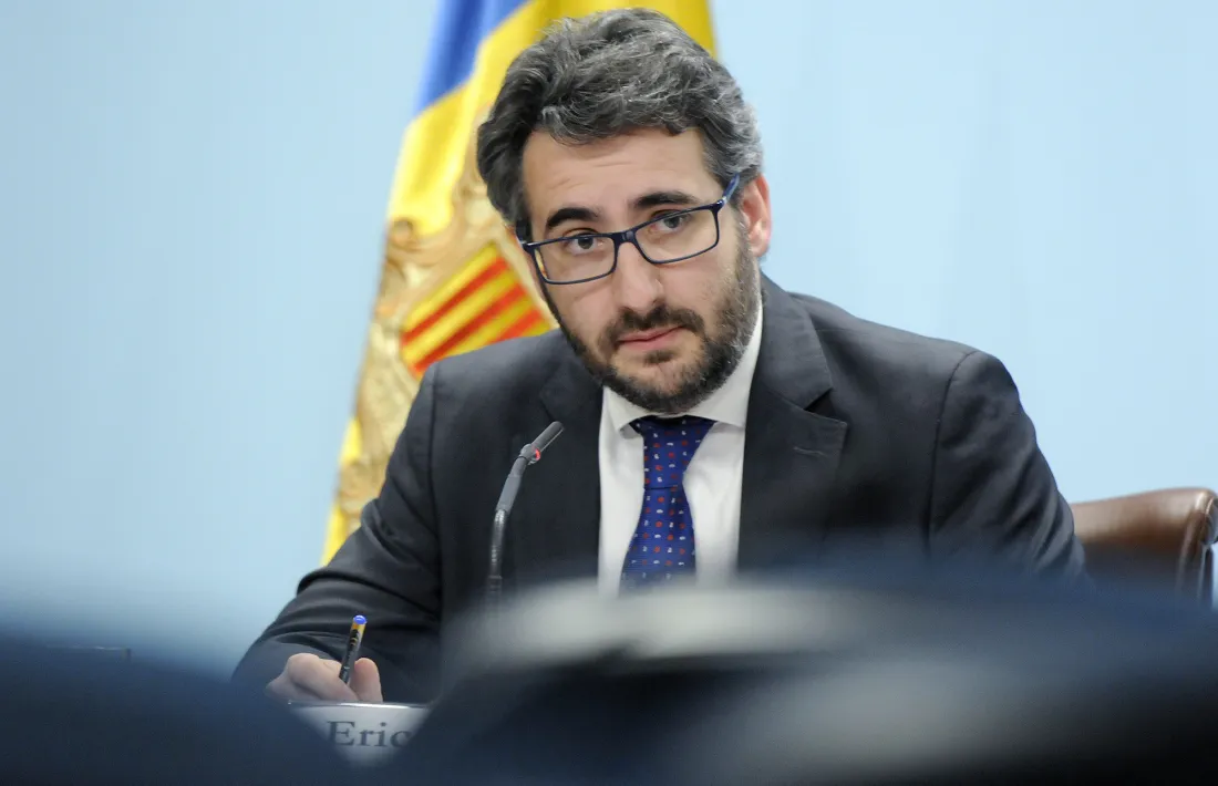 El ministre portaveu, Èric Jover, en la roda de premsa celebrada ahir.