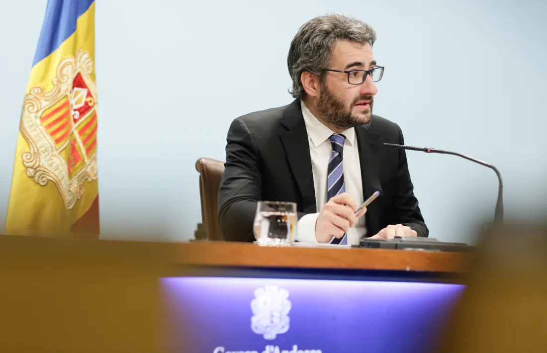 El ministre portaveu, Eric Jover, durant la seva compareixença d’ahir.