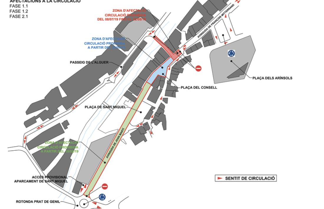 El plànol amb les afectacions de trànsit previstes elaborat pel Comú.