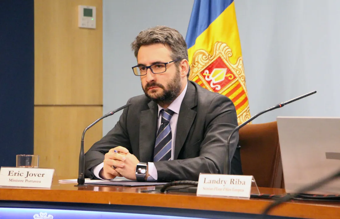 El ministre portaveu, Èric Jover, durant la roda de premsa posterior al consell de ministres celebrada aquest dimecres.