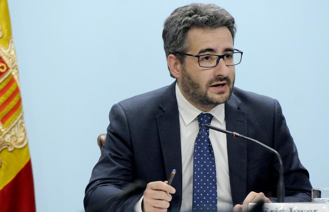 El ministre portaveu, Èric Jover, en la roda de premsa d’ahir.