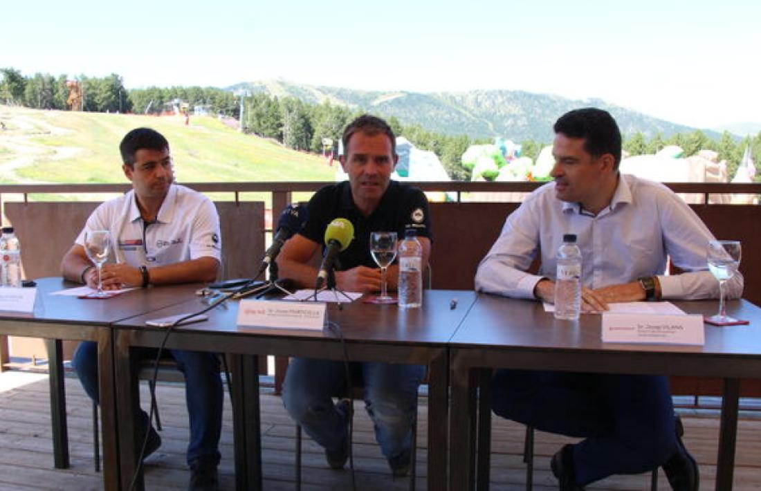 Agustí García, Josep Marticella i Josep Vilana en la roda de premsa d'aquest matí.