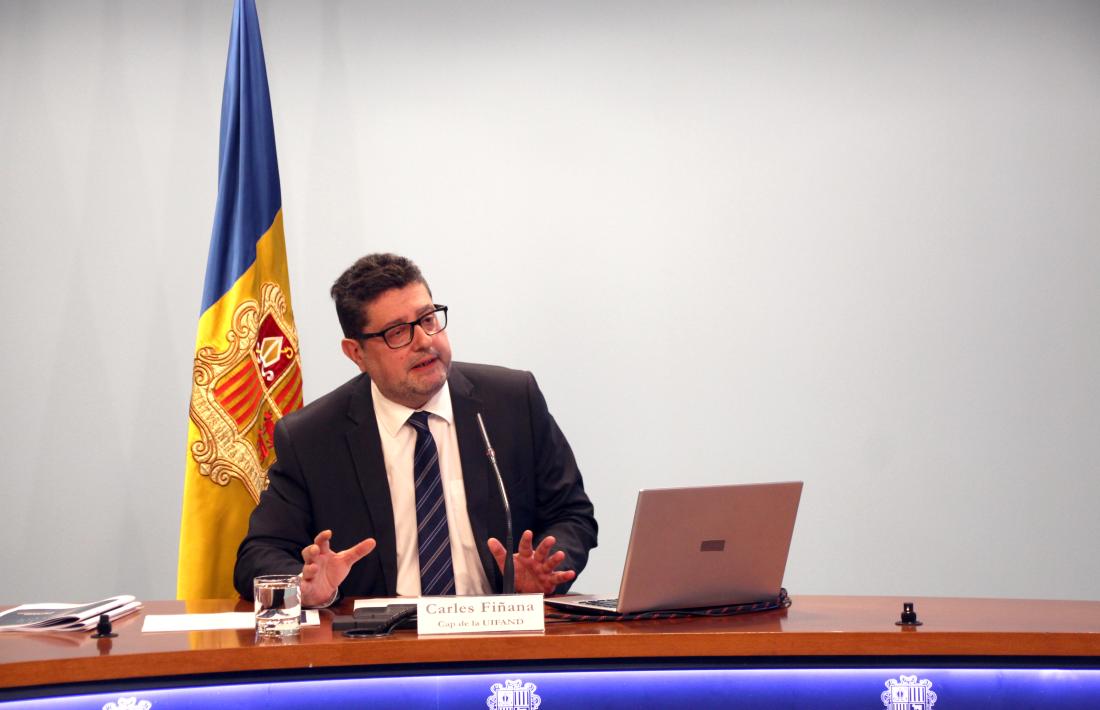 El cap de la Unitat d'Intel·ligència Financera d'Andorra, Carles Fiñana, presenta la memòria del 2018.