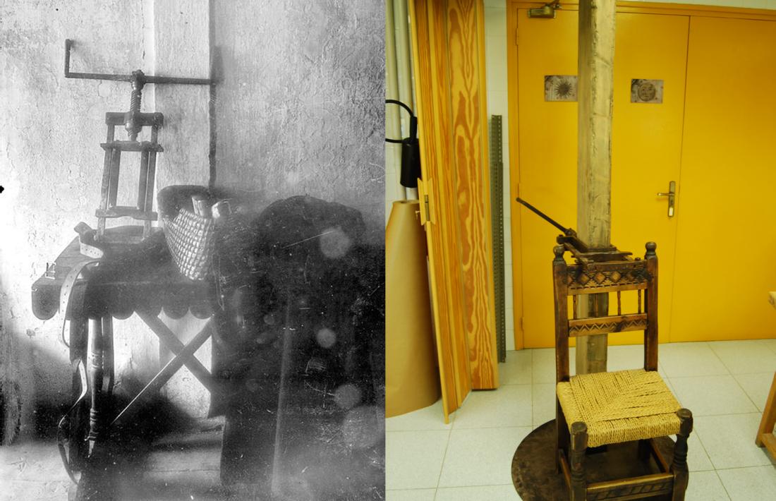 Les dues úniques fotografies del garrot que es conserven a l’Arxiu: la de Builles està datada als anys 10; la de Lengemann, el 1955.