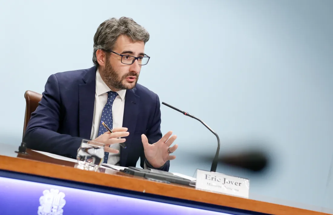 El ministre de Finances i portaveu del Govern, Èric Jover, en la compareixença d’ahir.