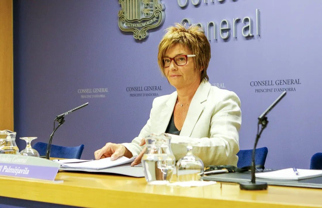 La subsíndica, Meritxell Palmitjavila, després de la reunió de la junta de presidents.