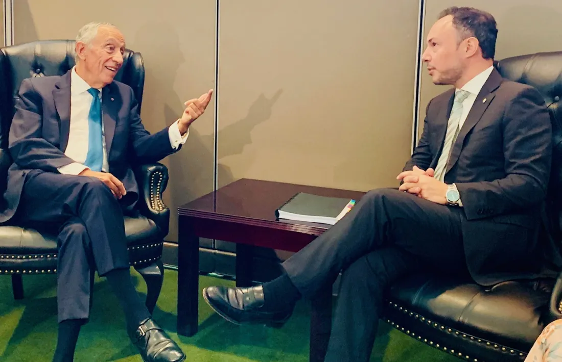 Xavier Espot amb el president portuguès, Marcelo Rebelo de Sousa.