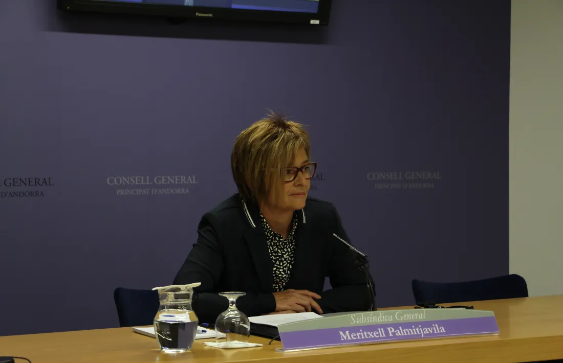 La subsíndica, Meritxell Palmitjavila, en la compareixença d’ahir.