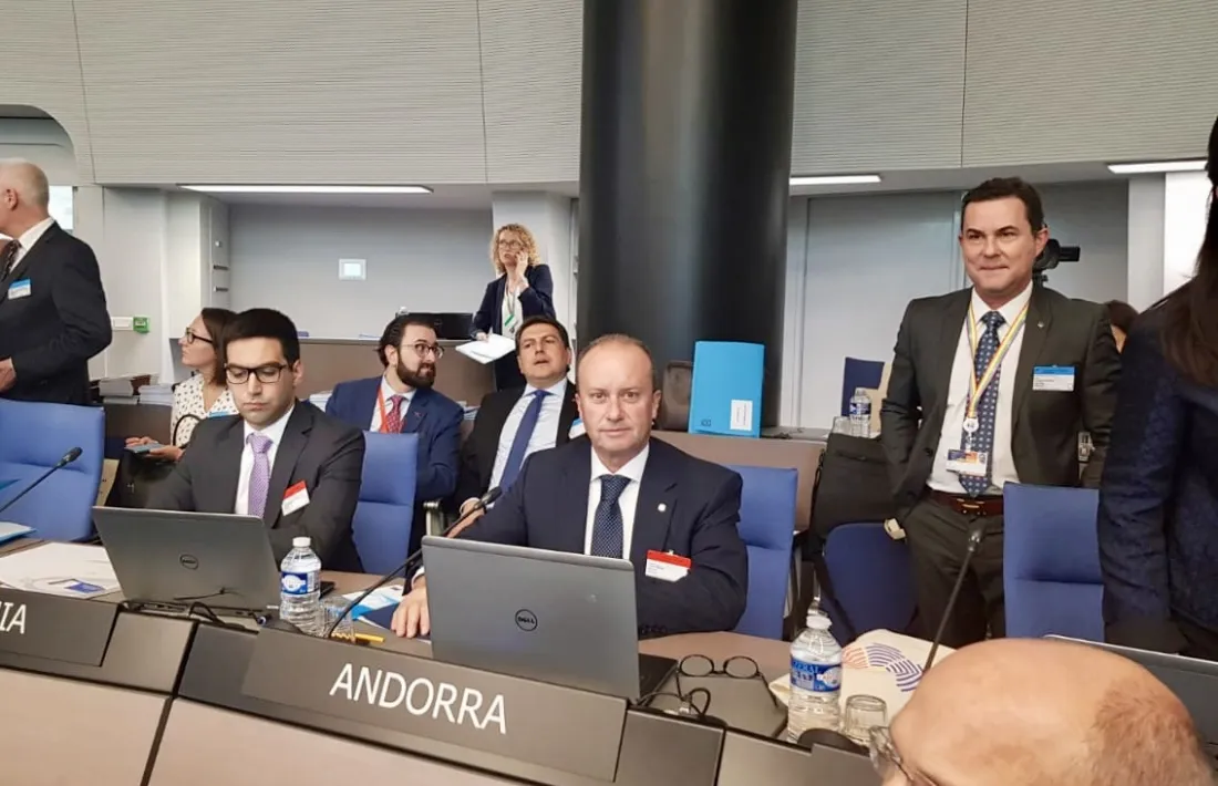 El ministre de Justícia i Interior, Josep Maria Rossell, al Consell d'Europa.