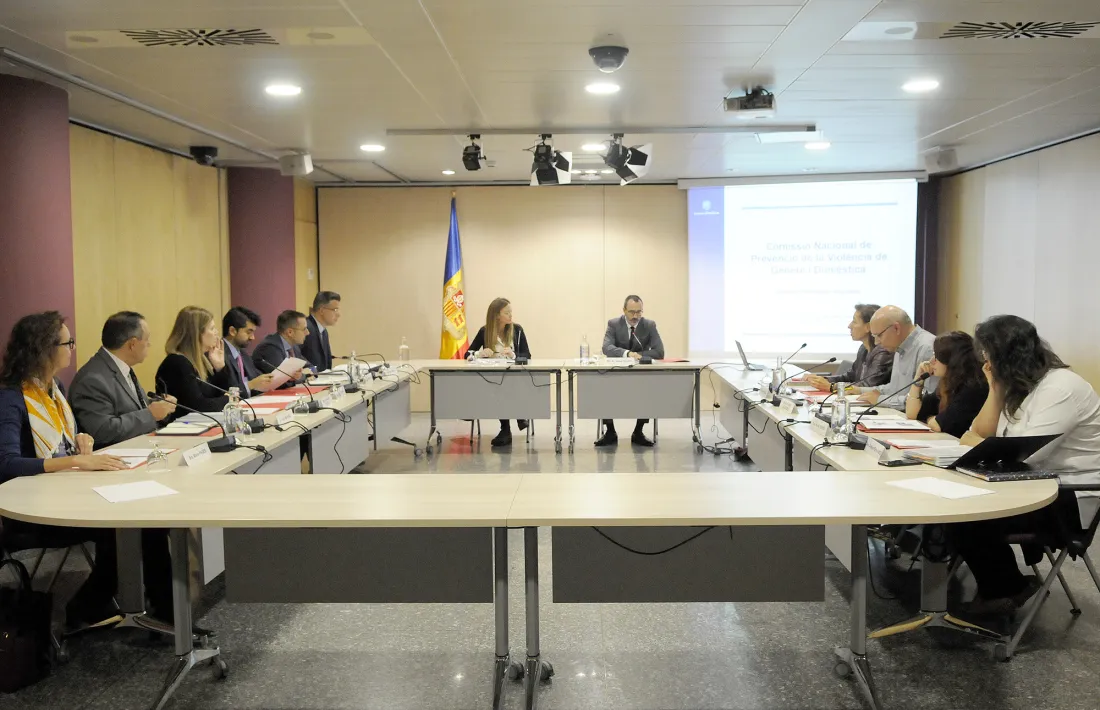 Un moment de la reunió de la Comissió nacional de prevenció de la violència de gènere i domèstica.