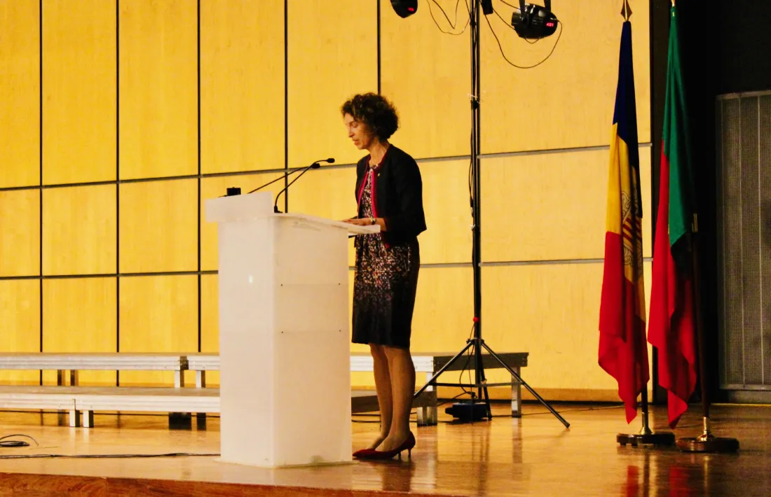 La ministra d'Afers Exteriors, Maria Ubach, durant l'acte de celebració dels 25 anys de relacions diplomàtiques entre Andorra i Portugal.