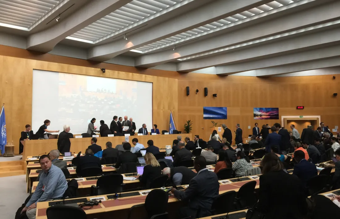 Els representants andorrans a la Cimera de l’Alta Muntanya que celebra l’Organització Meteorològica Mundial a Ginebra.