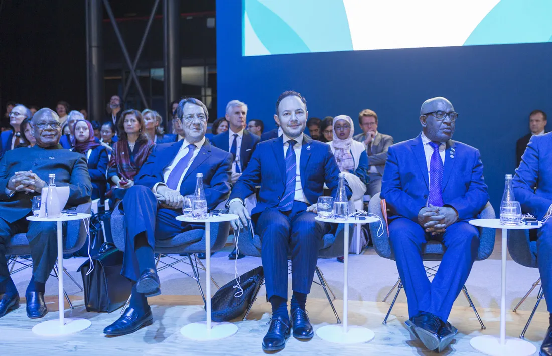 El cap de Govern, Xavier Espot, durant la seva participació al Fòrum de París per la pau.