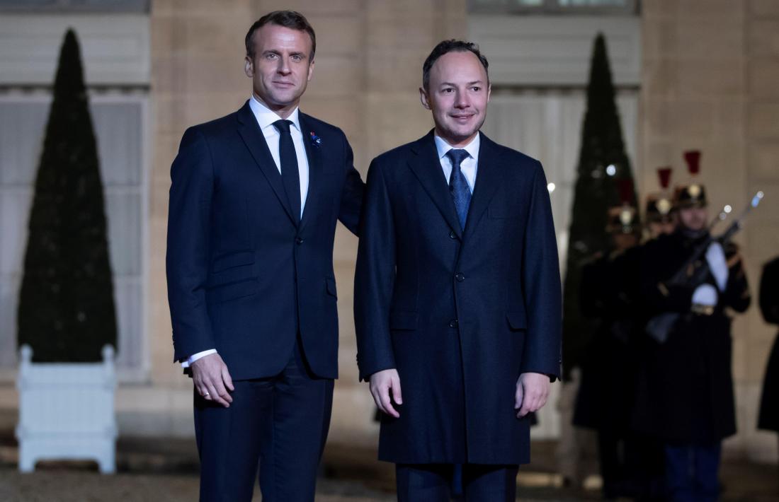 Emmanuel Macron i Xavier Espot ahir a París.