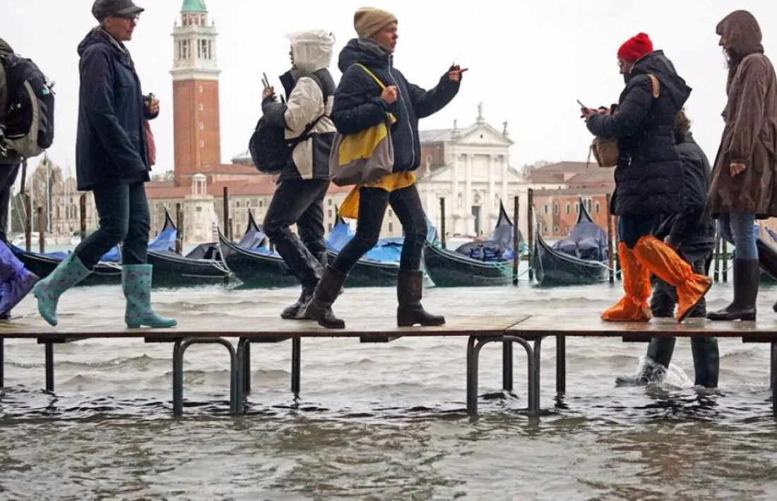 L’església de la PIetà, on es troba el pavelló andorrà, és l’edifici blanc del fons, a la dreta del ‘campananile’ de San Marco.