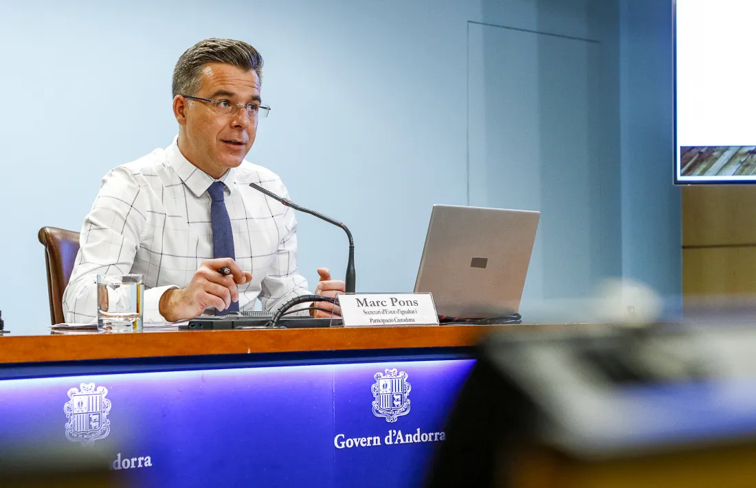 Marc Pons en la roda de premsa de presentació de les prioritats en Igualtat i Participació Ciutadana, ahir.
