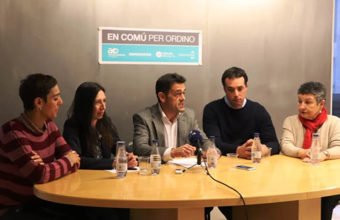 Alguns dels membres de la llista de d’En Comú per Ordino, ahir.