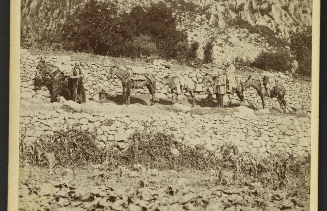 Traginers i viatgers, probablement al pla de Santa Coloma.