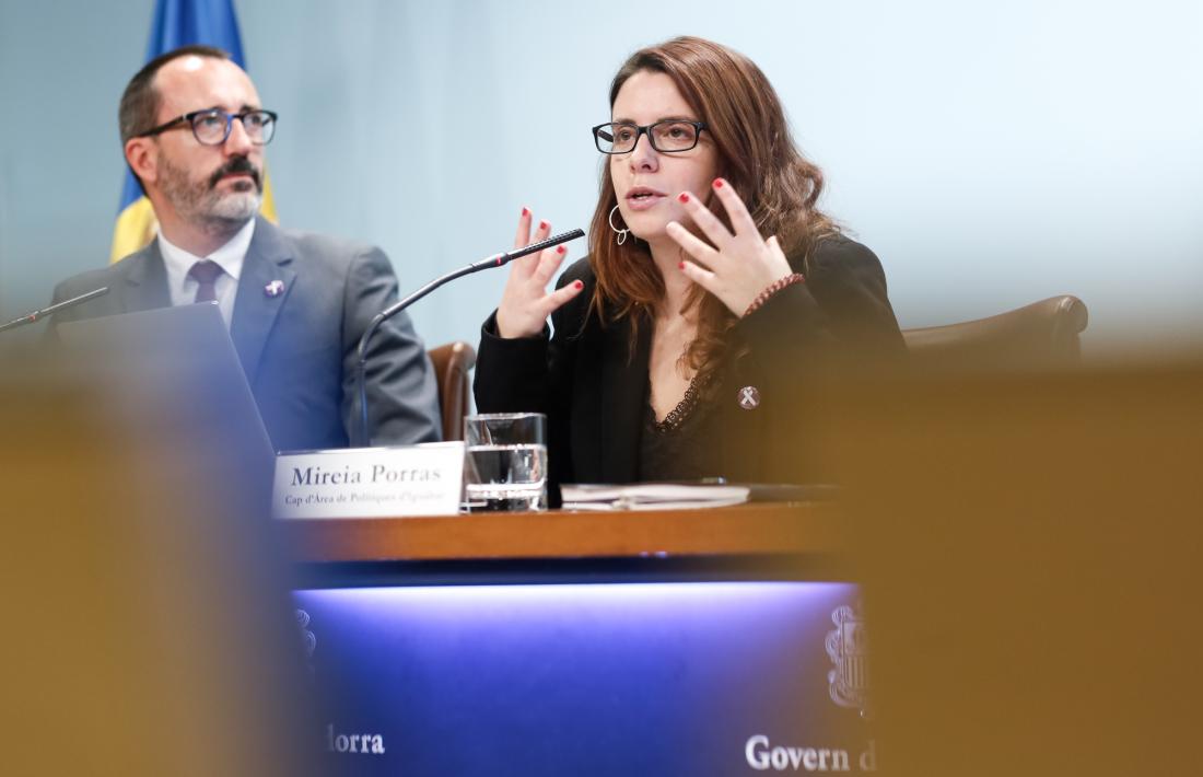 Filloy i Porras van comparèixer ahir al matí per fer balanç del Servei d’atenció a les víctimes de violència de gènere. 