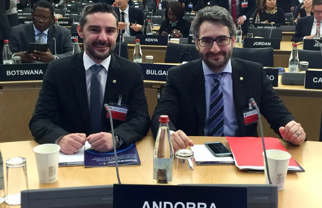 El ministre de Finances, Eric Jover, i el secretari d’Estat d’Afers Financers Internacionals, Marc Ballestà.