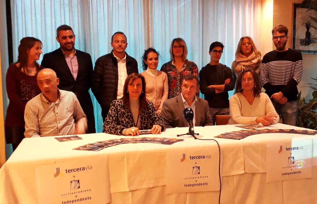 Els membres de la candidatura, ahir a la tarda.