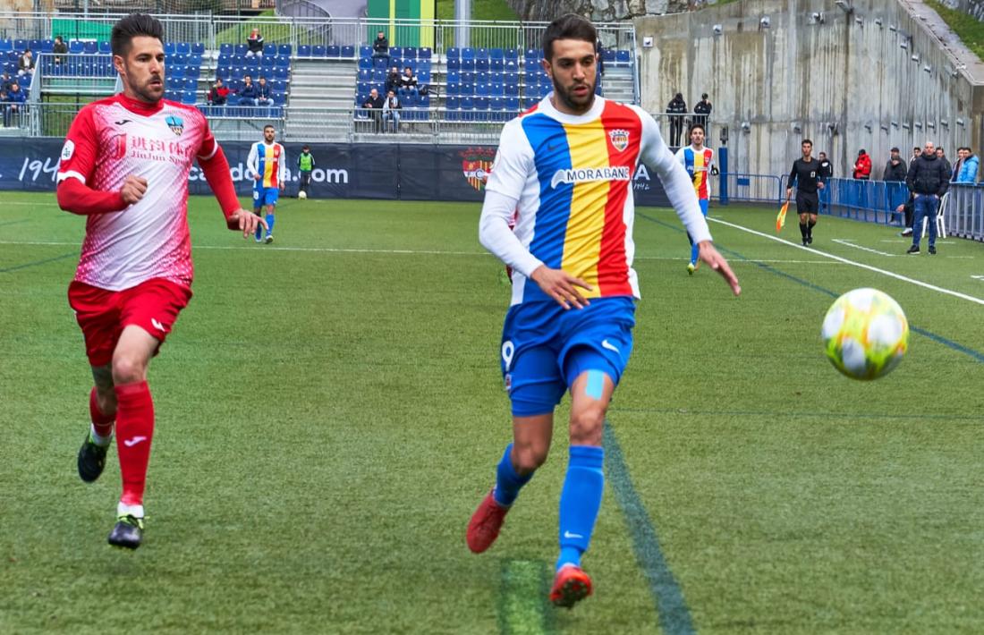 El davanter de l’FC Andorra, Ernest Forgas, va marcar el gol de la victòria de l’FC Andorra al minut 94 contra el Lleida Esportiu.
