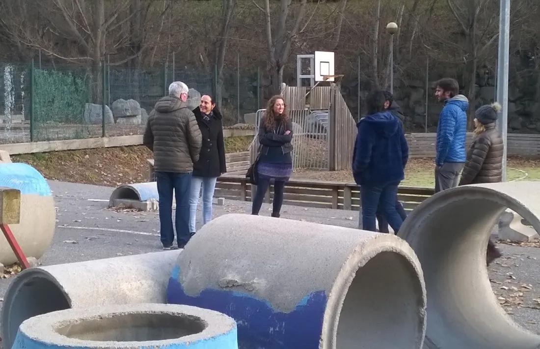 Els candidats de CC+DA+L’A ahir al camp de Santa Caterina.