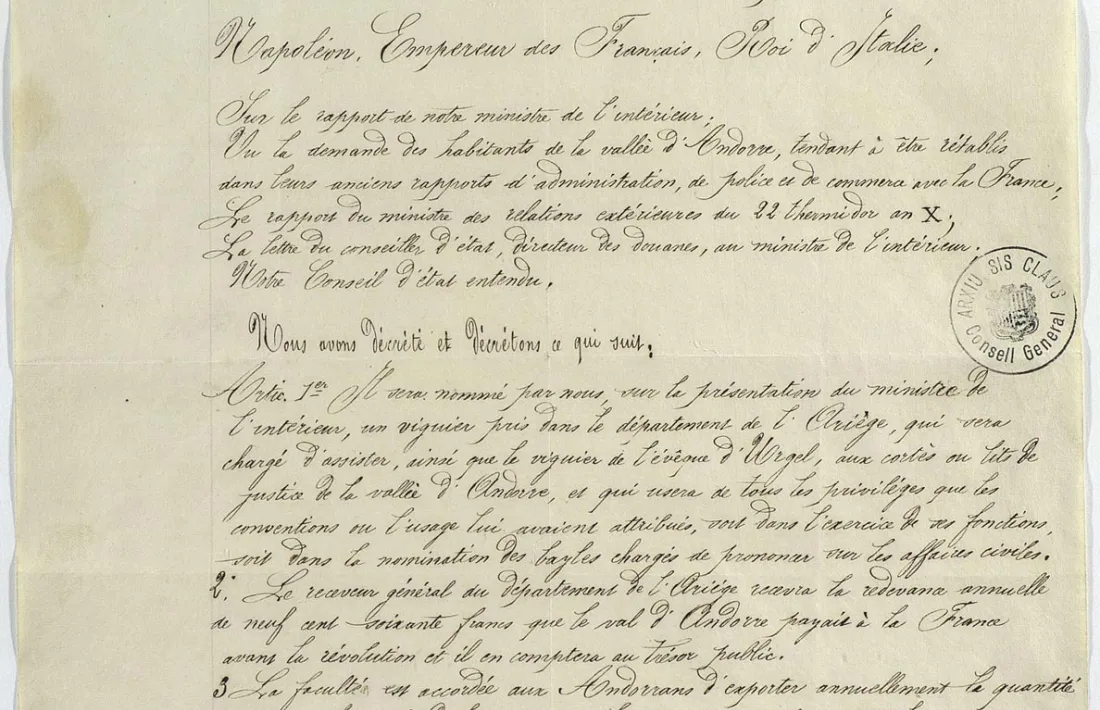Còpia microfilmada del decret imperial del 27 de març del 1806 conservada a l’Arxiu.
