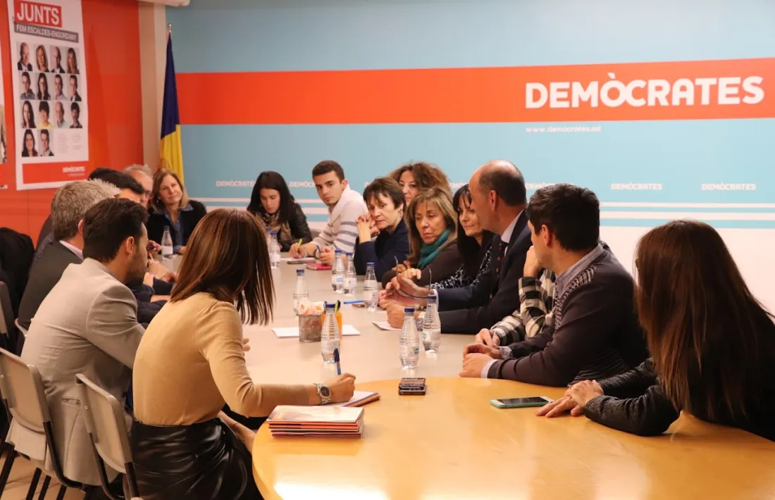 Un moment de la reunió de l'executiva demòcrata d'ahir al vespre.