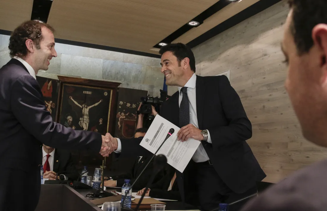 Josep Àngel Mortés i el nou secretari general, Gilbert Blasi.