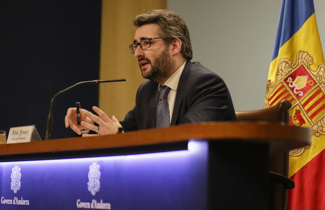 El ministre de Finances i portaveu de l’executiu, Eric Jover, durant la compareixença posterior al consell de ministres d’ahir.