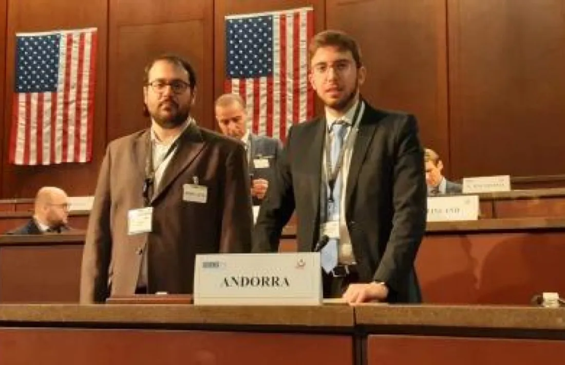 Carles Sánchez i Roger Padreny al seminari de l'OSCE.