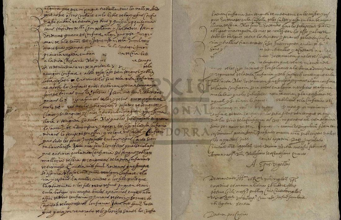 L’escriptura va ser firmada pel bisbe Andreu Capella el 13 de febrer del 1604.