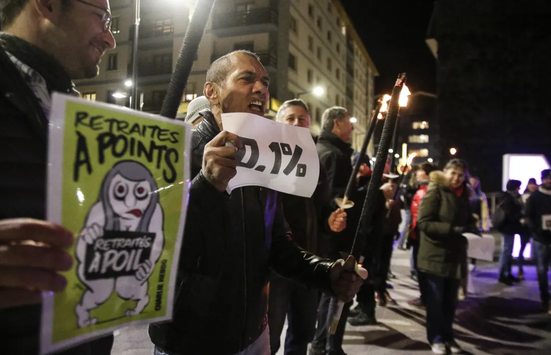 Professors en la darrera mobilització contra la reforma de les pensions.