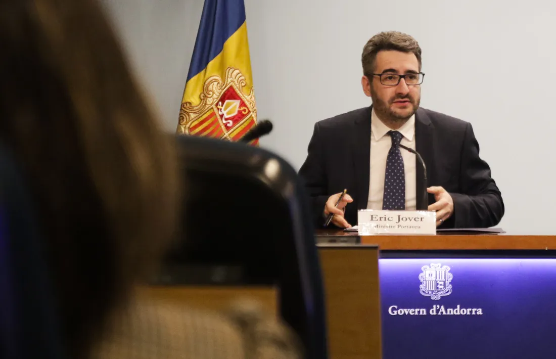 El ministre portaveu, Eric Jover, en la roda de premsa celebrada ahir.