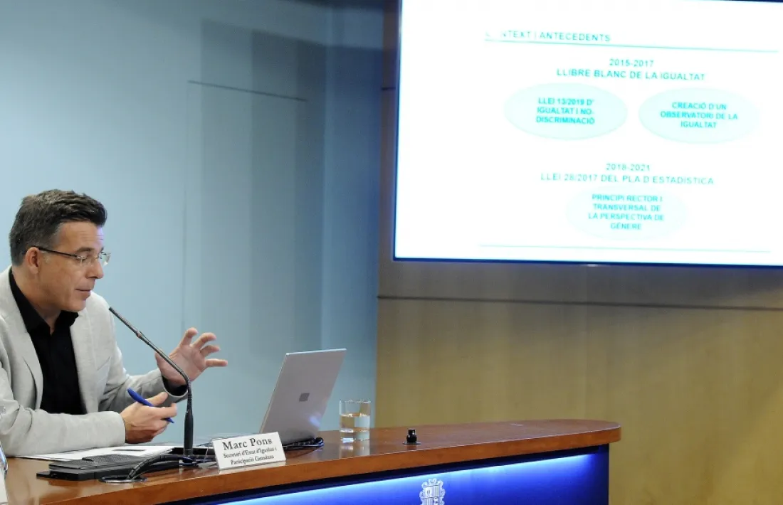 El secretari d'Estat d'Igualtat i Participació Ciutadana, Marc Pons, va presentar ahir el reglament de l'Observatori de la Igualtat.