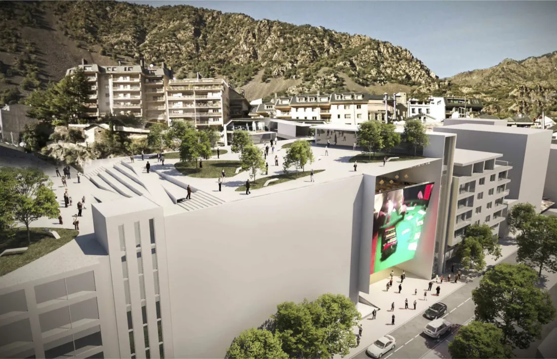 Projecció de l’edifici del casino que Jocs SA preveia construir a Prat de la Creu.