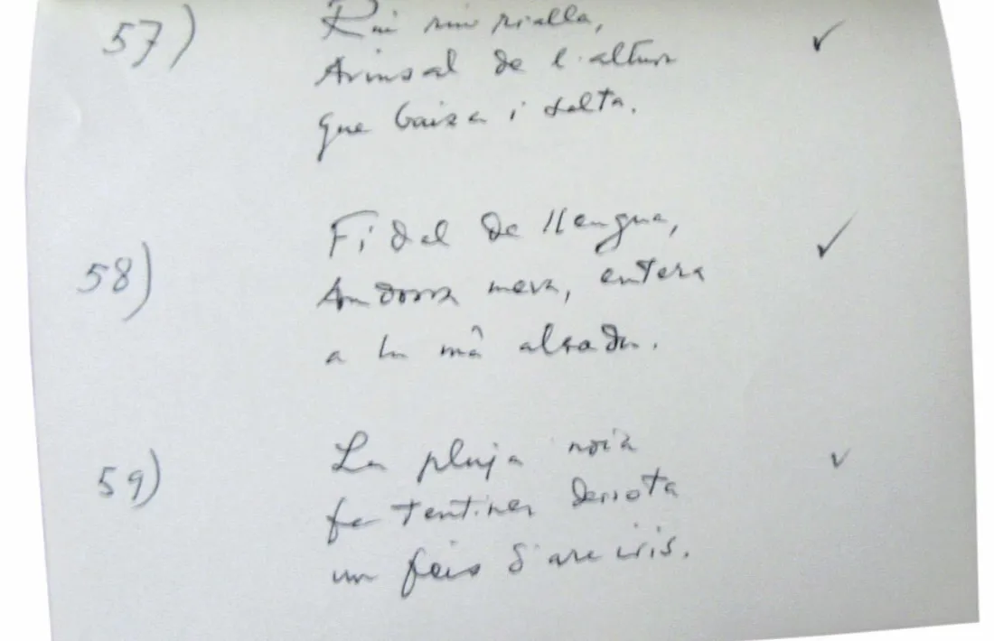 Manuscrit dels ‘Haikus d’Arinsal’ bartrians que es conserven al fons Morell.
