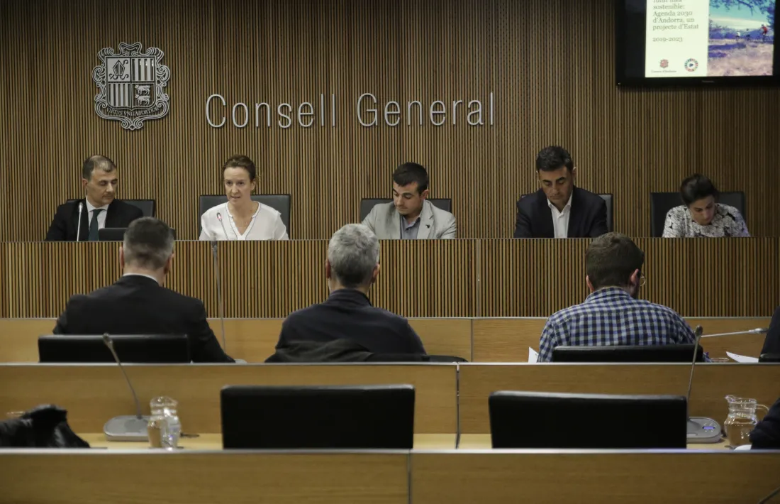 La ministra de Medi Ambient, Agricultura i Sostenibilitat, Sílvia Calvó, durant la seva compareixença davant la comissió.