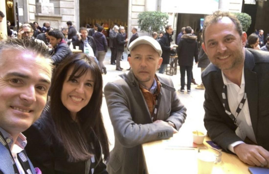 L’inversor Eneko Knorr amb Marta Ambor, Alejandro Hevia i Miquel Gouarré d’Andorra Telecom.