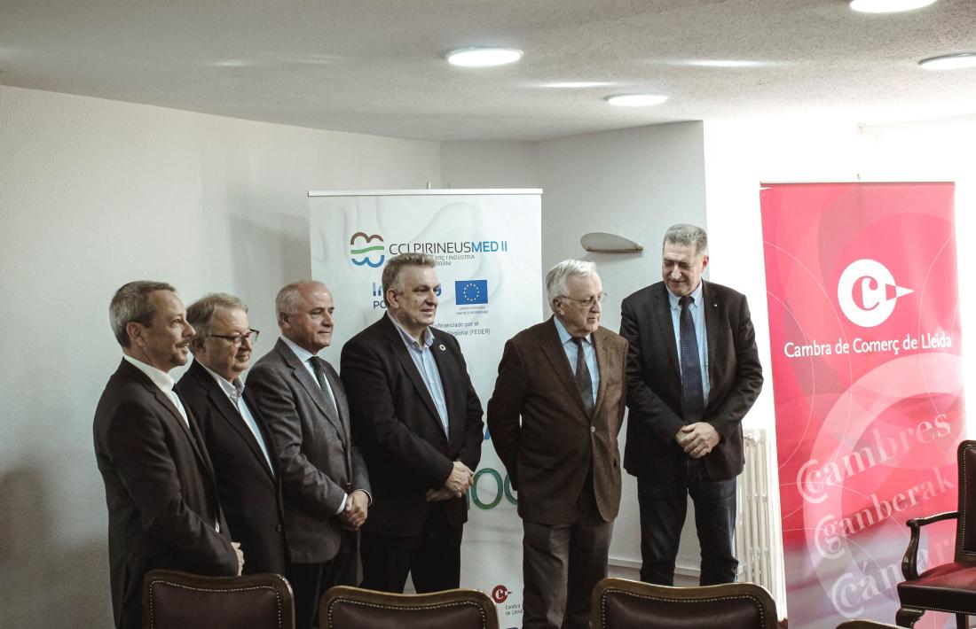 Els presidents de les cambres en la presentació del CCI PirineusMed II ahir a Lleida