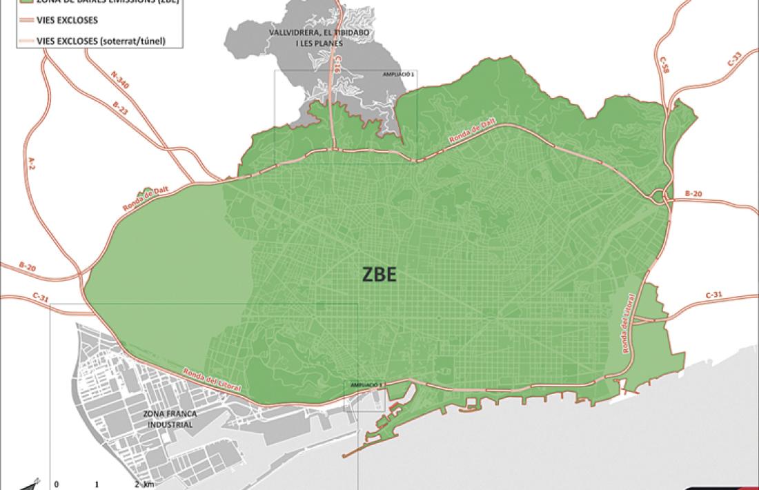 Mapa de la zona de baixes emissions de Barcelona.