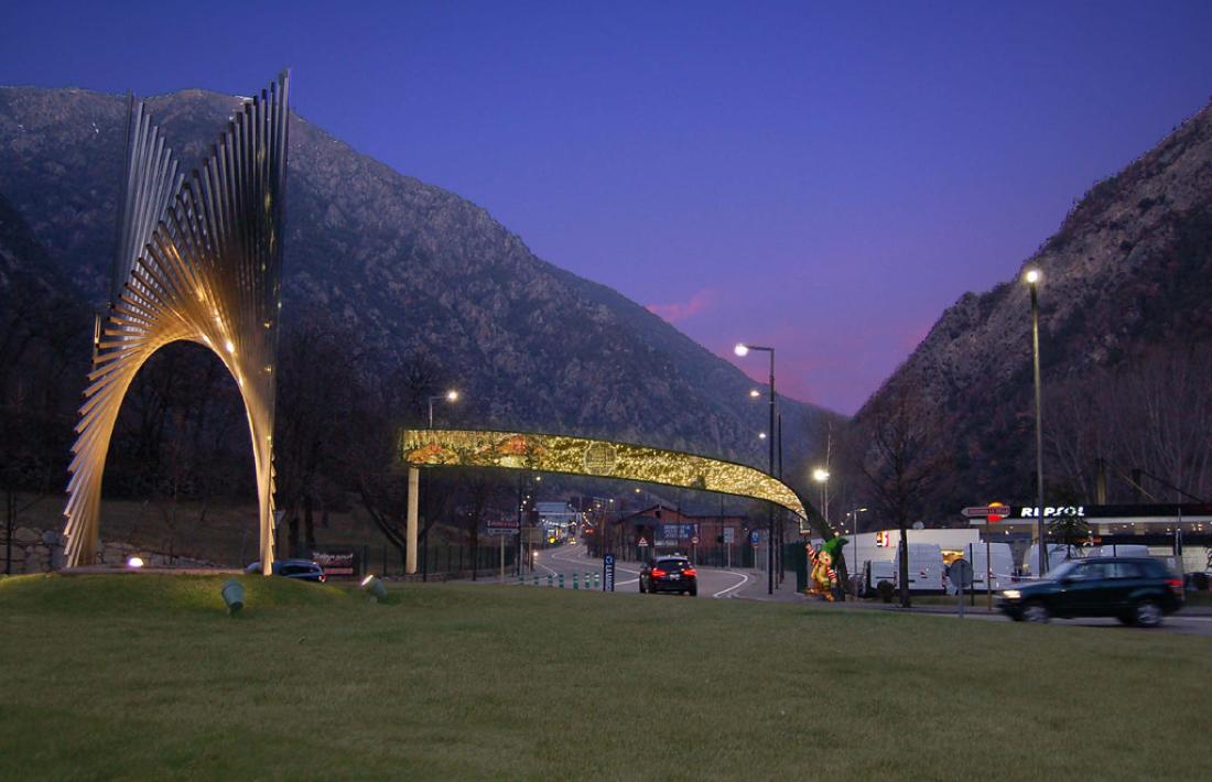 Projecció de l’arc de leds que el Comú d’Andorra la Vella construirà a la Margineda.