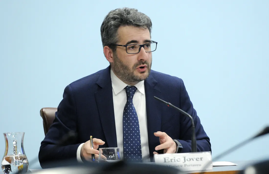 El ministre portaveu, Eric Jover, durant la seva compareixença d’ahir.