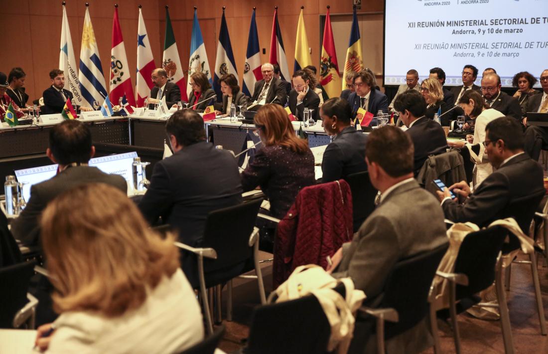 Un moment de la primera jornada de la Reunió iberoamericana de ministres de Turisme ahir al Centre de Congressos de la capital.