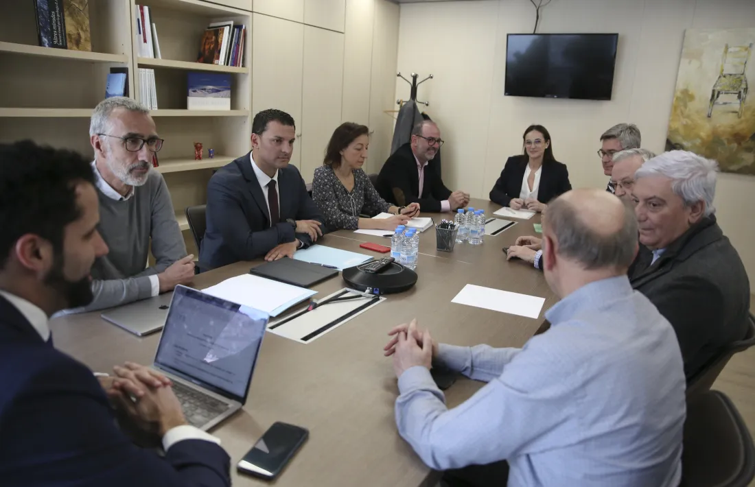 Un moment de la reunió mantinguda ahir amb els representants de la CEA per abordar la crisi del coronavirus.