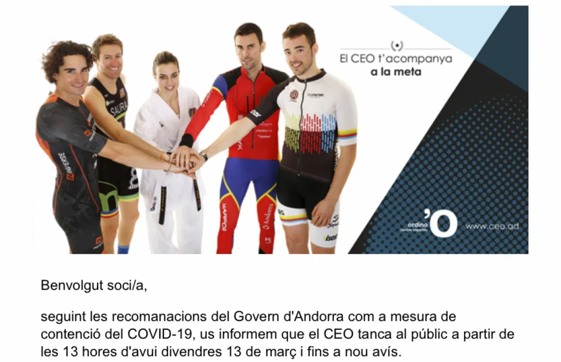 Ordino també prén precaucions pel Covid-19