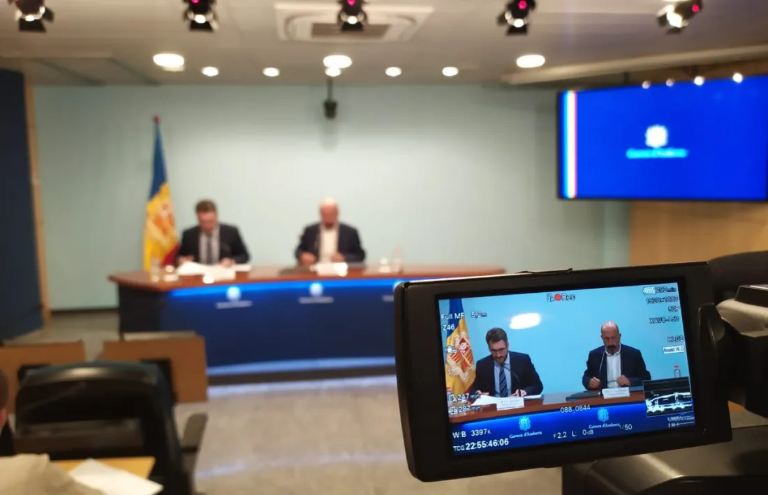 Eric Jover i Joan Martínez Benazet moments abans de la compareixença d'aquest migdia.